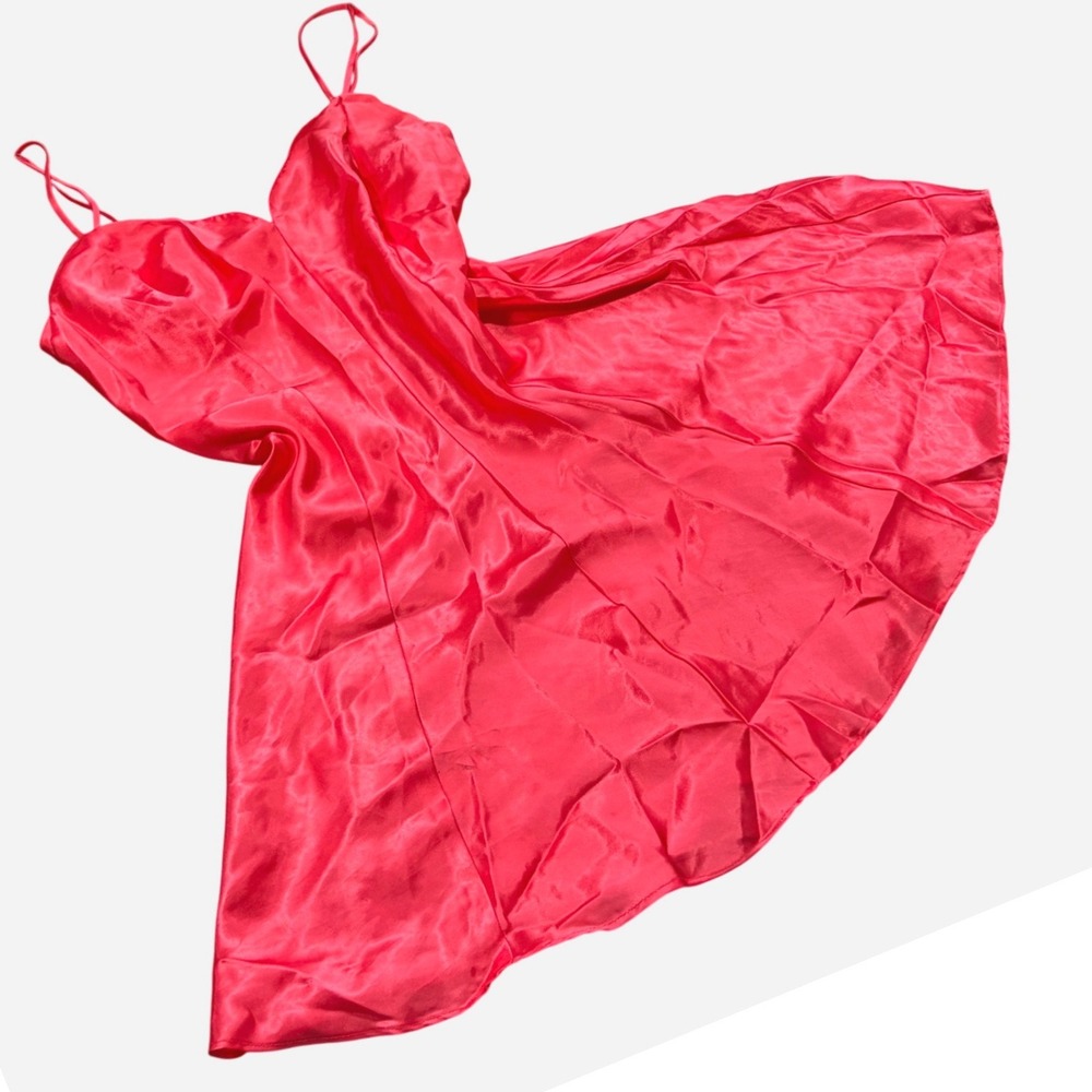 Fredericks of Hollywood Red Satin Slip Dress Nightgown Chemise Vintage Style M